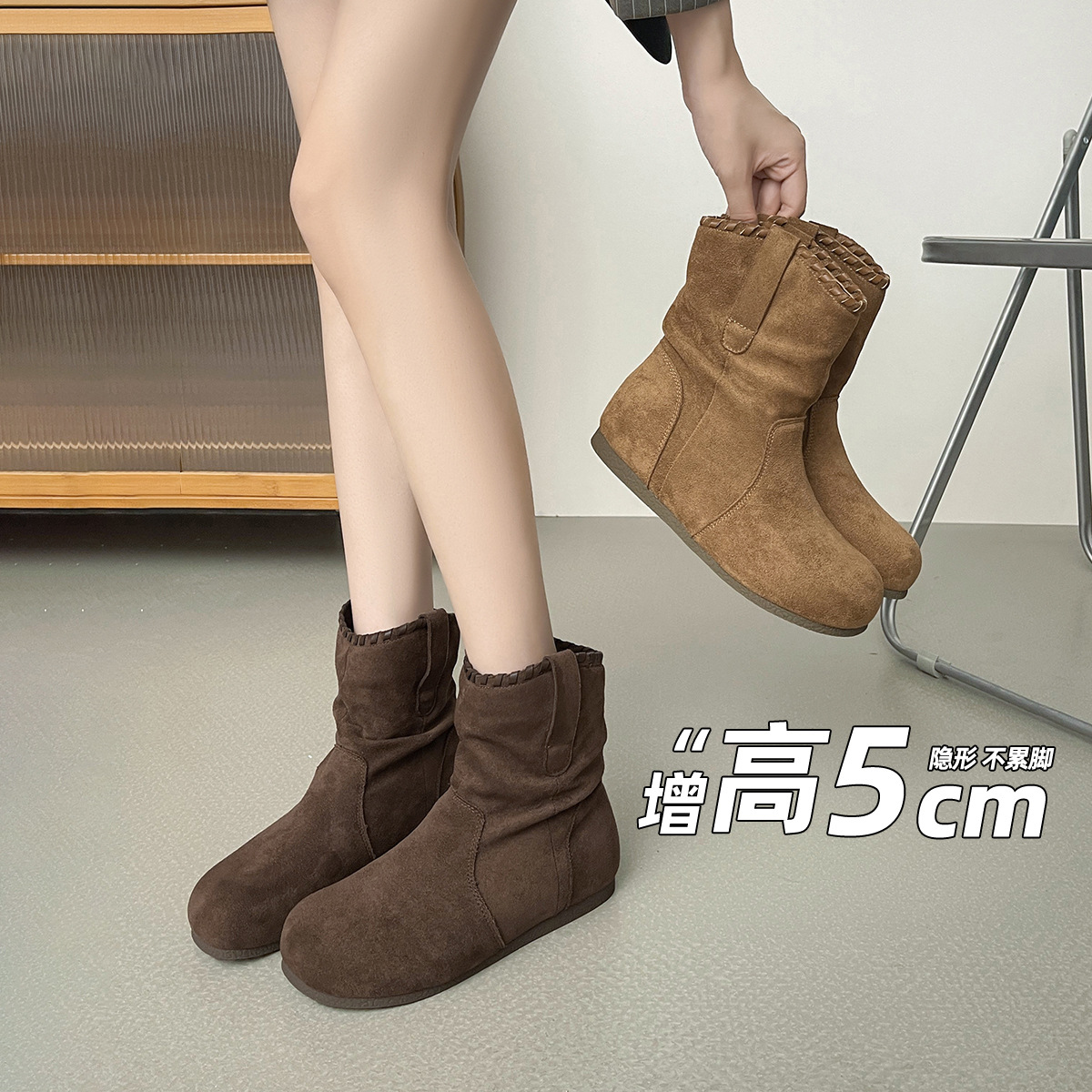 Sewing Nylon - Retro Stacked Women's Boots 2025 Autumn/Winter