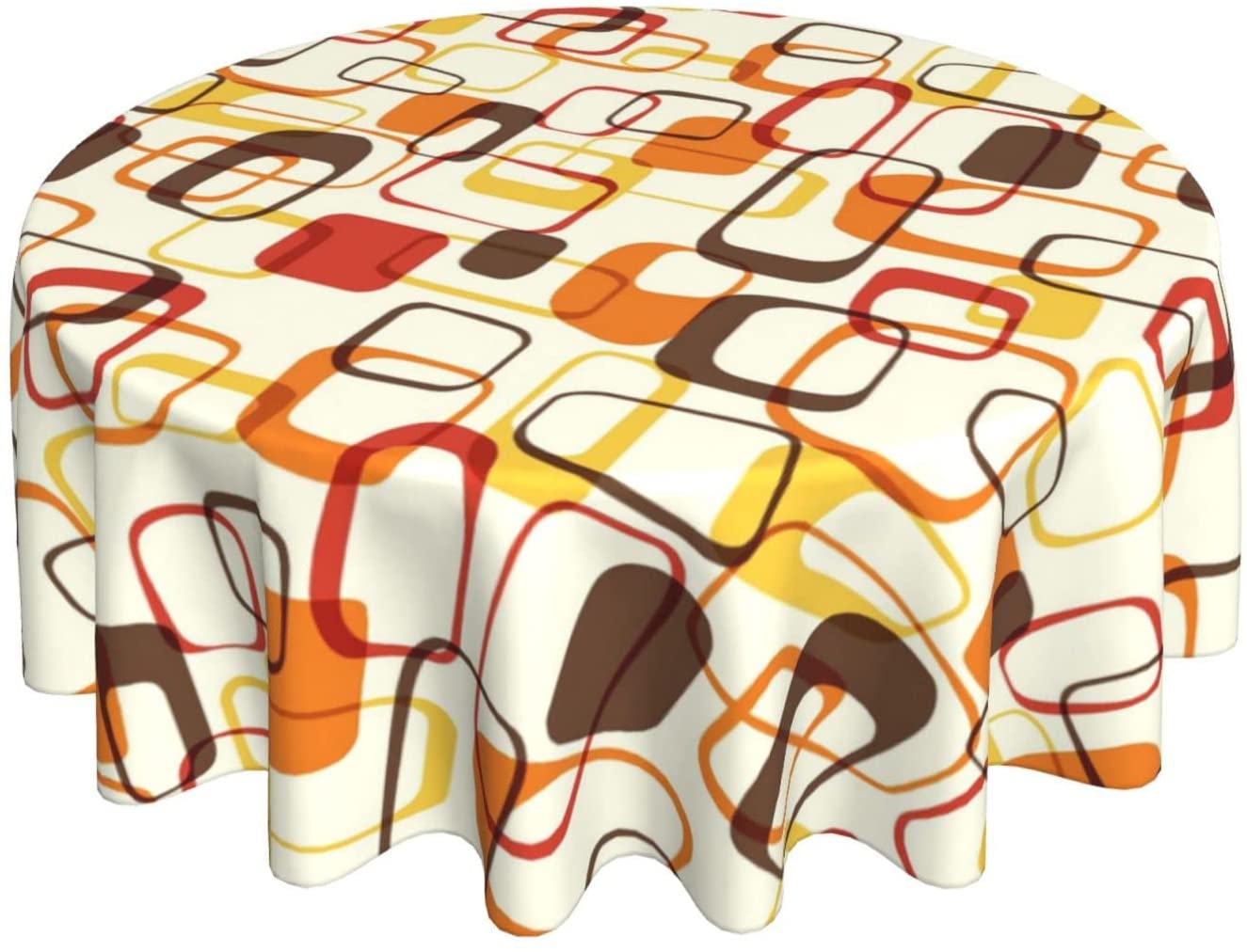 Century Textile & Sewing Supply - Retro Mid Century Geometric Round Tablecloth