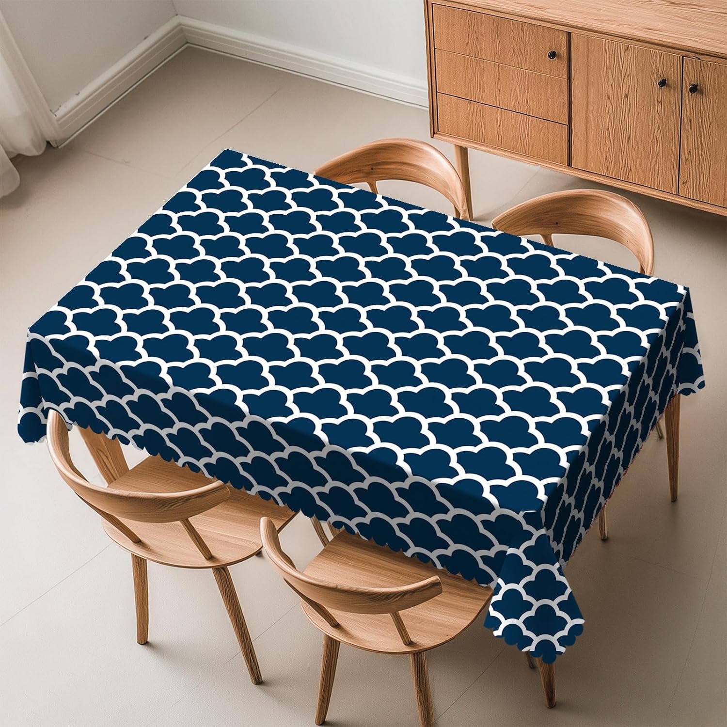 Century Textile & Sewing Supply - Blue Tablecloth Navy Cloud Seamless Pattern
