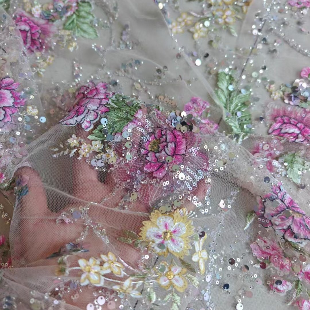 Textile For Sewing - 1M 120Cm Wide Luxury Beaded Lace