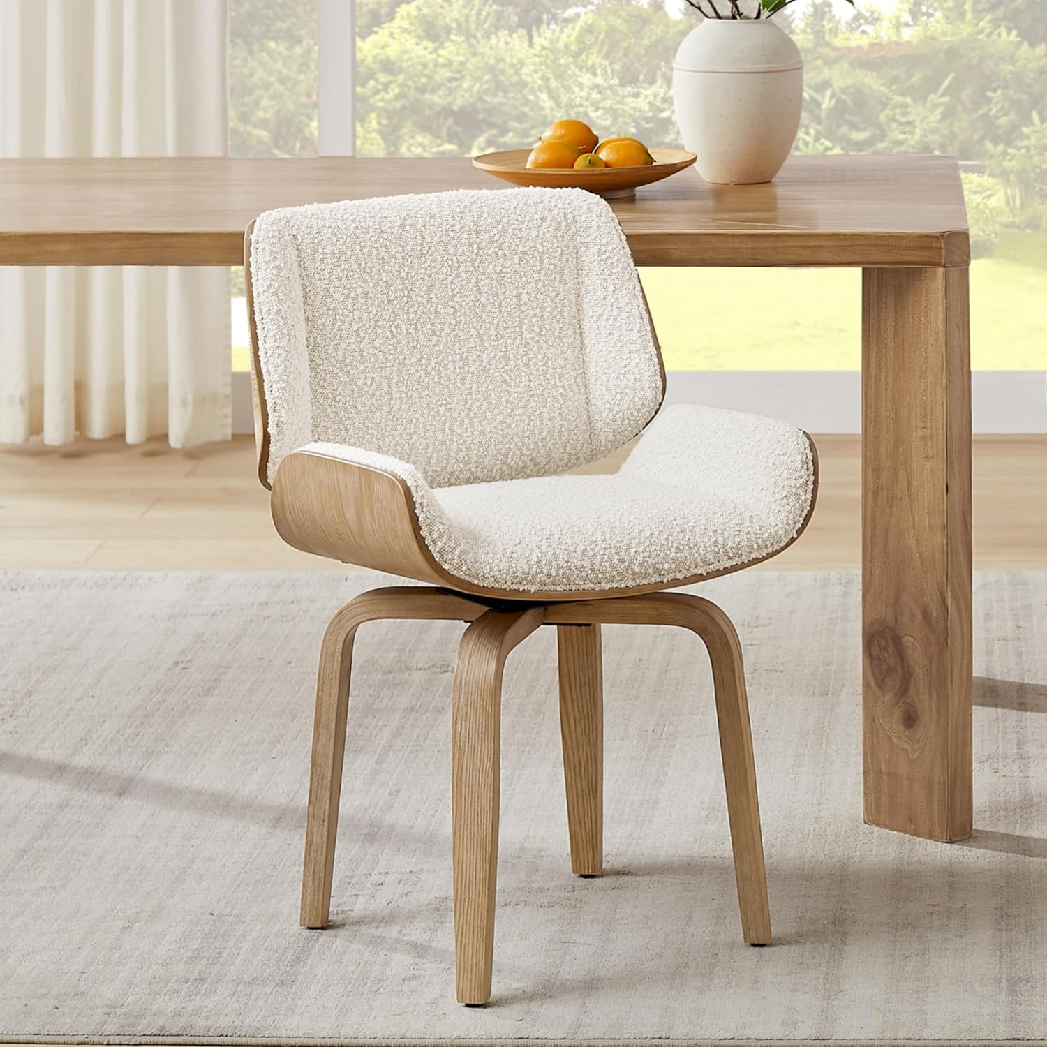 Century Textile & Sewing Supply - Swivel Dining Chair, Fabric Upholstered Dining