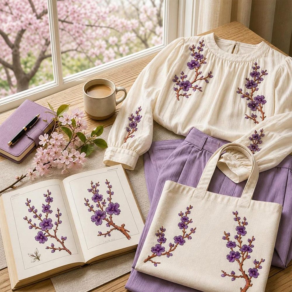 DIY Cherry Blossom Iron On Pat - Textile For Sewing ulasan dan harga