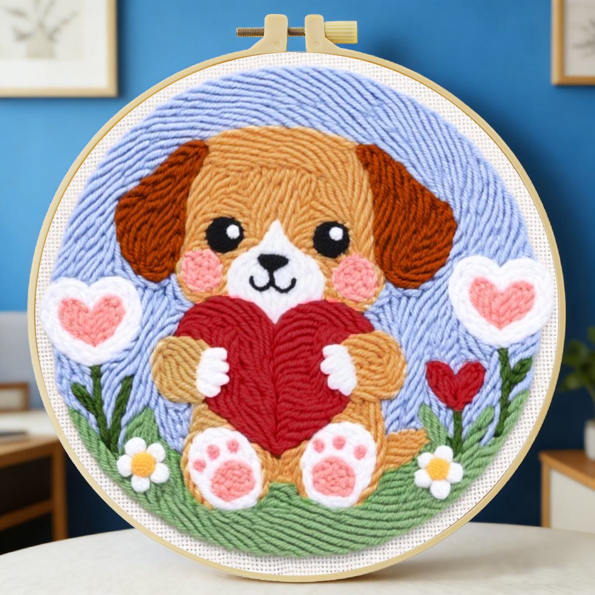 20X20CM/7.87inch Dog Punch Nee - Is Sewing Textile Art ulasan dan harga