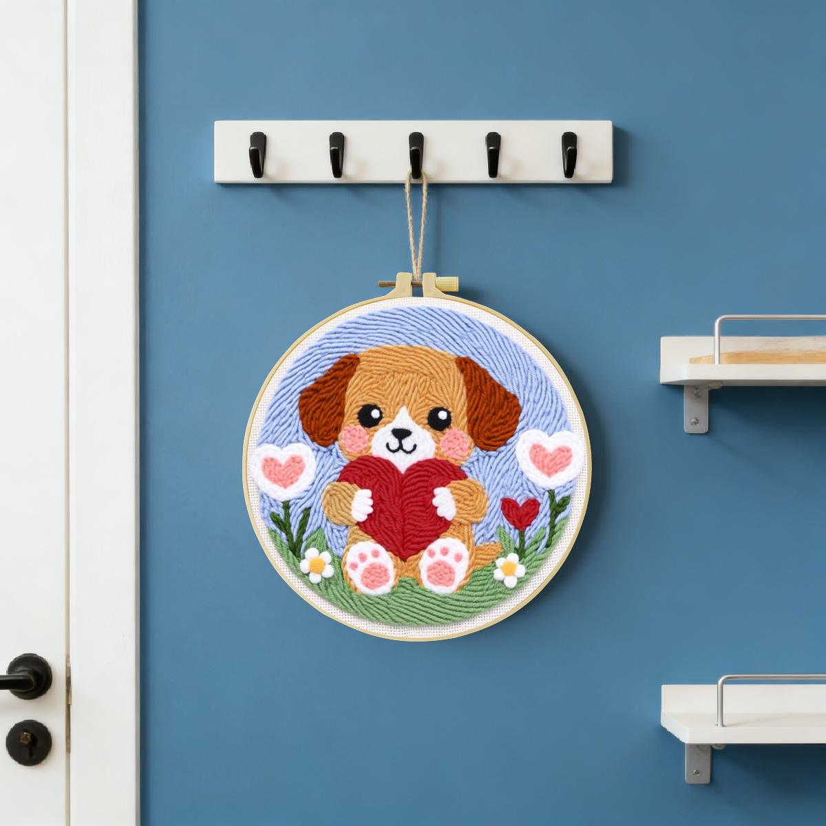 20X20CM/7.87inch Dog Punch Nee - Is Sewing Textile Art ulasan dan harga