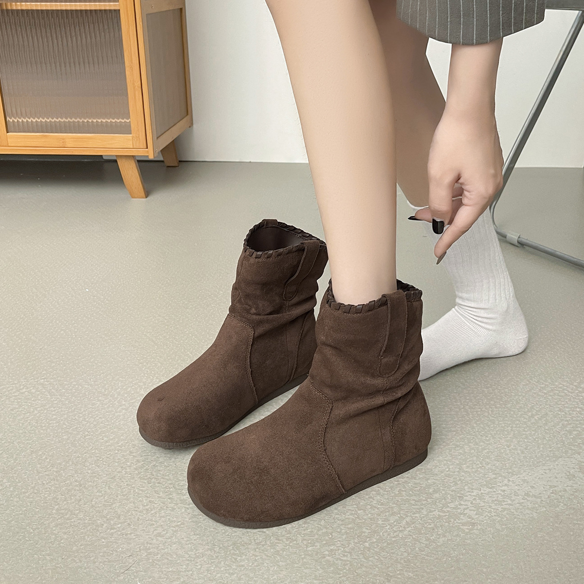 Retro Stacked Women's Boots 20 - Sewing Nylon ulasan dan harga