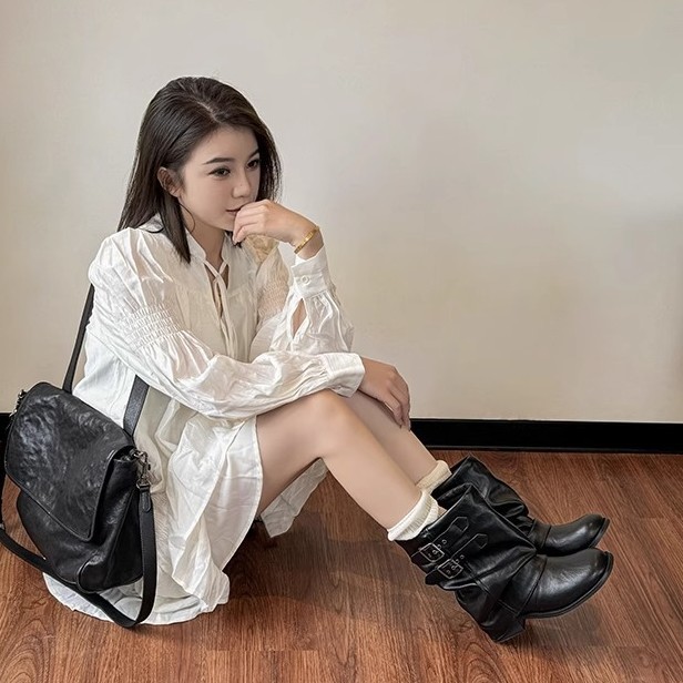 Short boots women's 2025 autum - Sewing Nylon ulasan dan harga