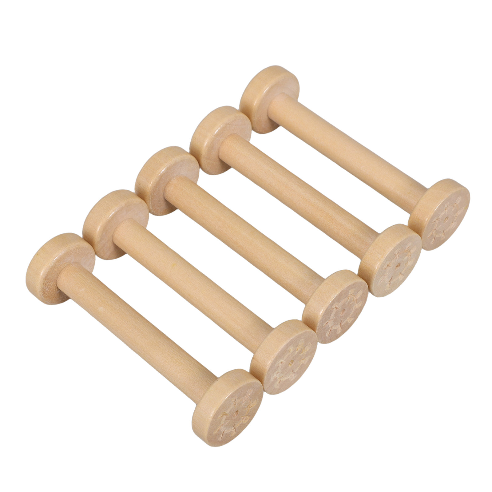 5Pcs Wooden Spools Natural Vin - Textile For Sewing ulasan dan harga