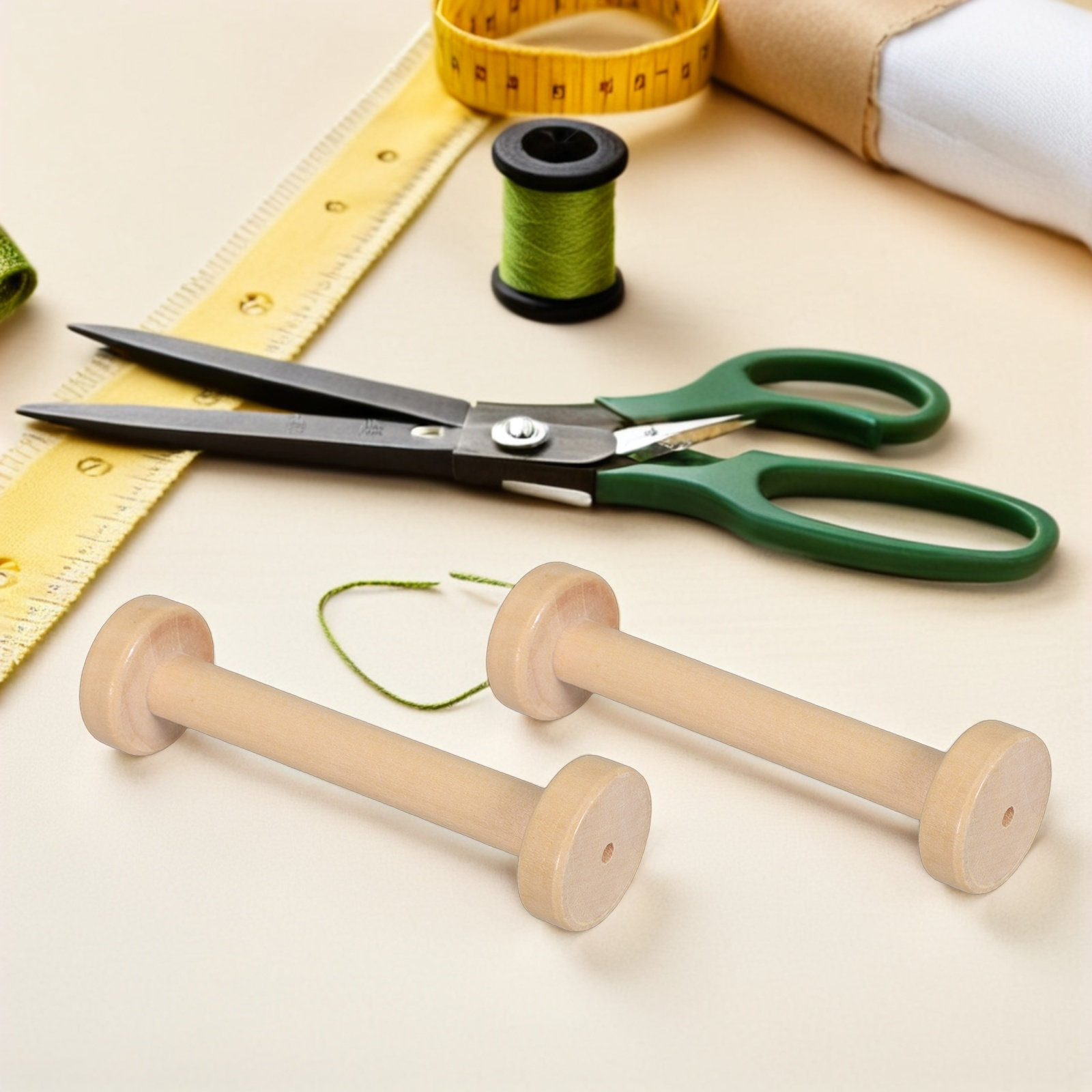 5Pcs Wooden Spools Natural Vin - Textile For Sewing ulasan dan harga