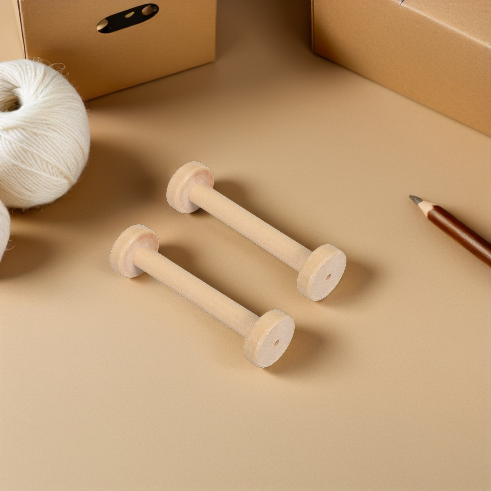 5Pcs Wooden Spools Natural Vin - Textile For Sewing ulasan dan harga