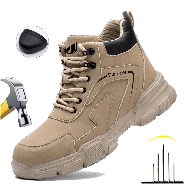 Mens Work Boots Steel Toe Shoe - Sewing Nylon ulasan dan harga