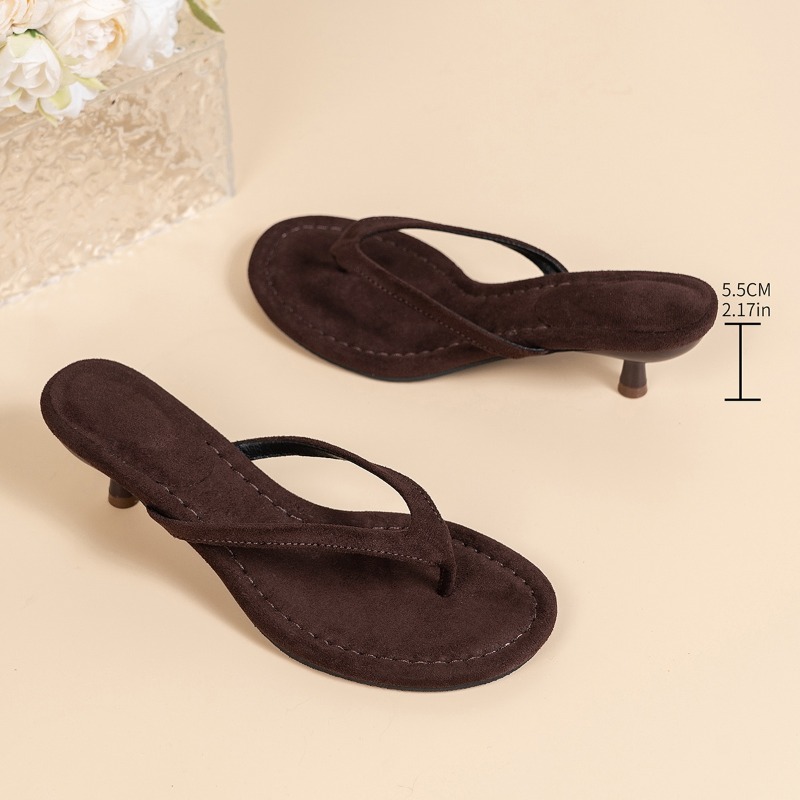 Women Brown Heeled Sandals wit - Sewing Nylon ulasan dan harga