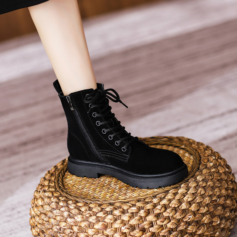 Womens Brown Suede Combat Boot - Sewing Nylon ulasan dan harga