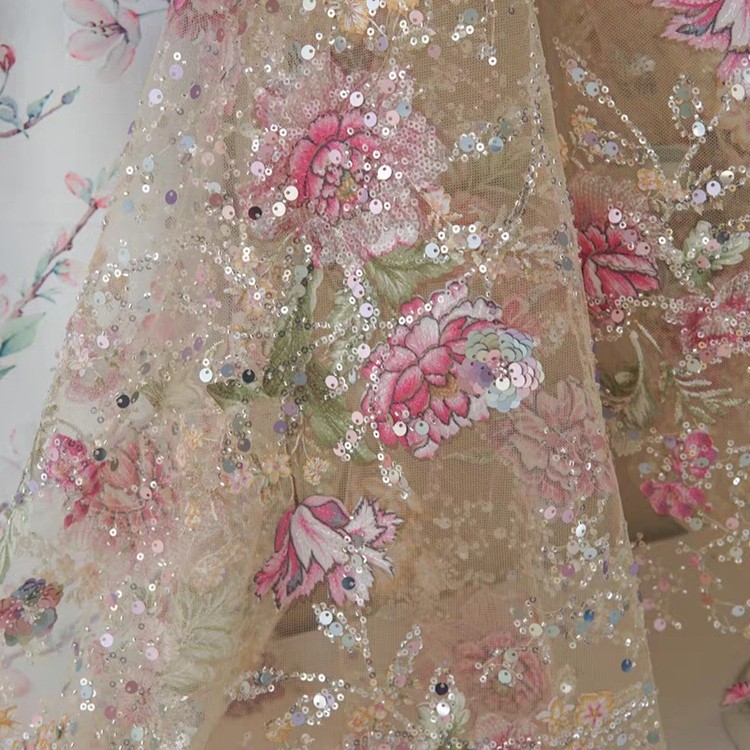 1M 120Cm Wide Luxury Beaded La - Textile For Sewing ulasan dan harga